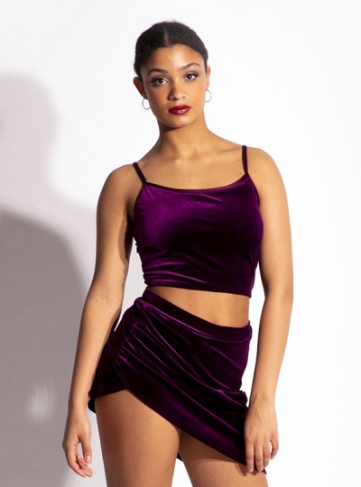 419 Long Line Velvet Cami Crop
