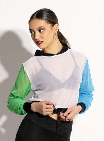 Mesh Cropped Hoodie