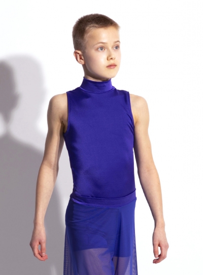 Tricot Mock Neck Sleeveless Leotard - Men & Boys