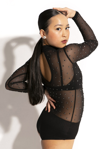 Network Mesh Leotard Set - Rhinestones