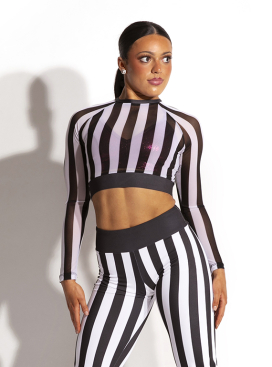 Kimberly Stripe Mesh Crop Overlay