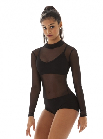black mesh leotard